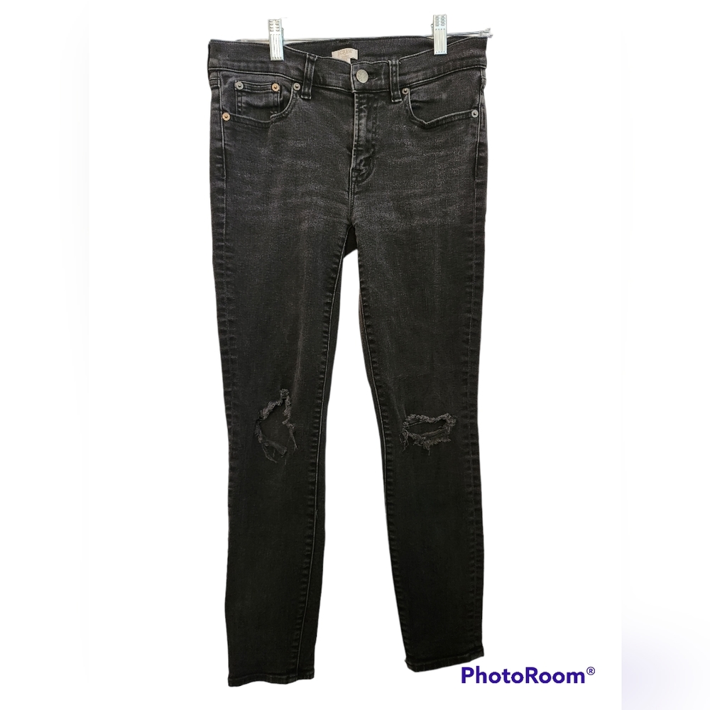 J. Crew Stretch Black Distressed Jeans Size 28